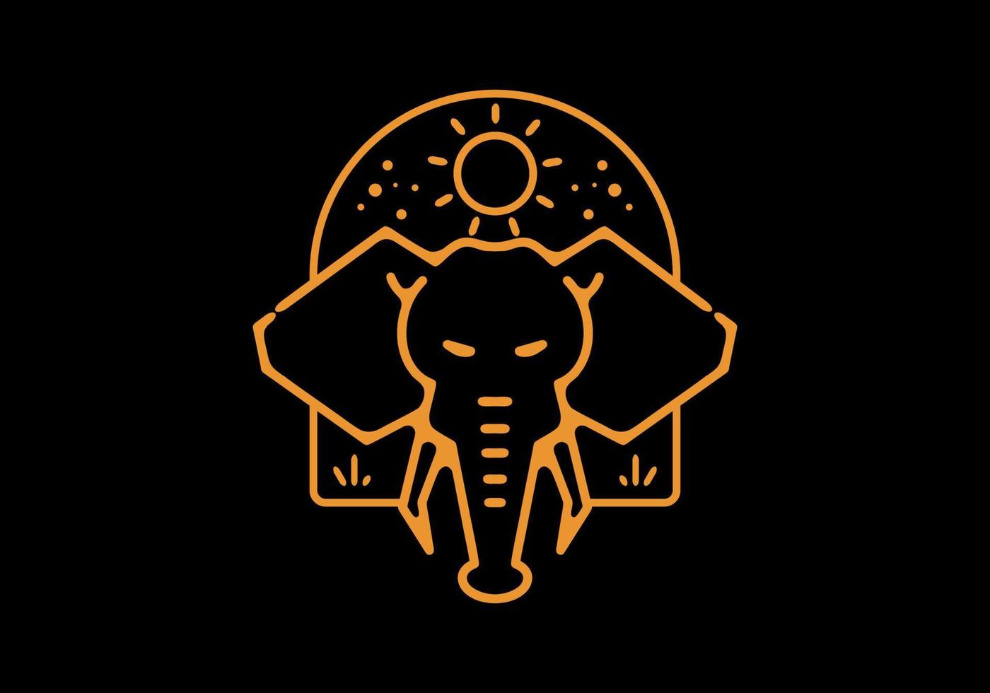 Line art illustration of elephant vector