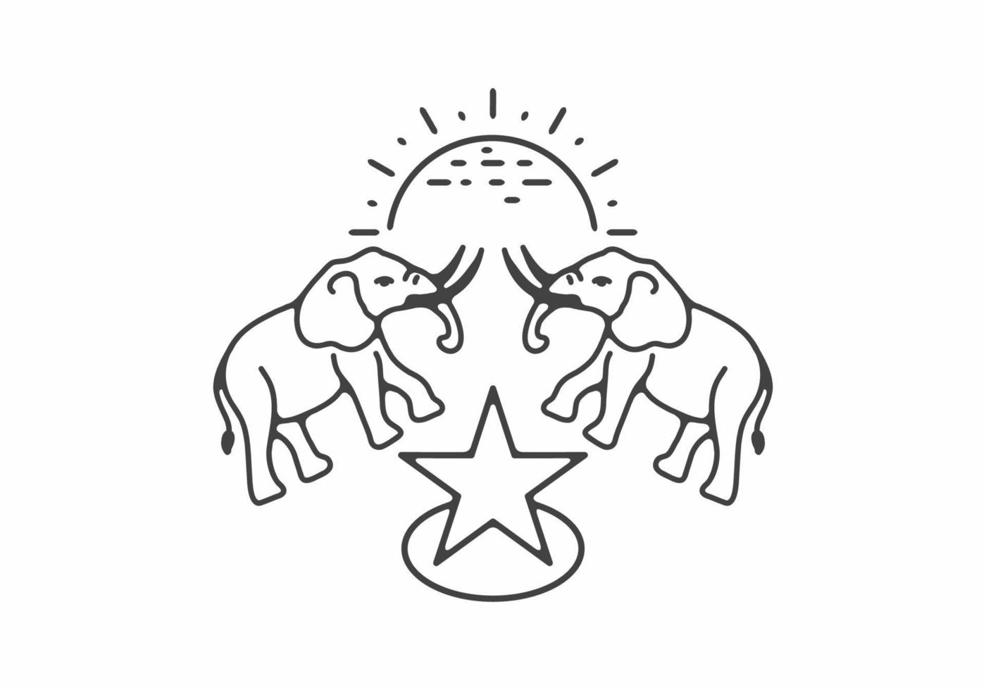 Line art illustration of elephant vector