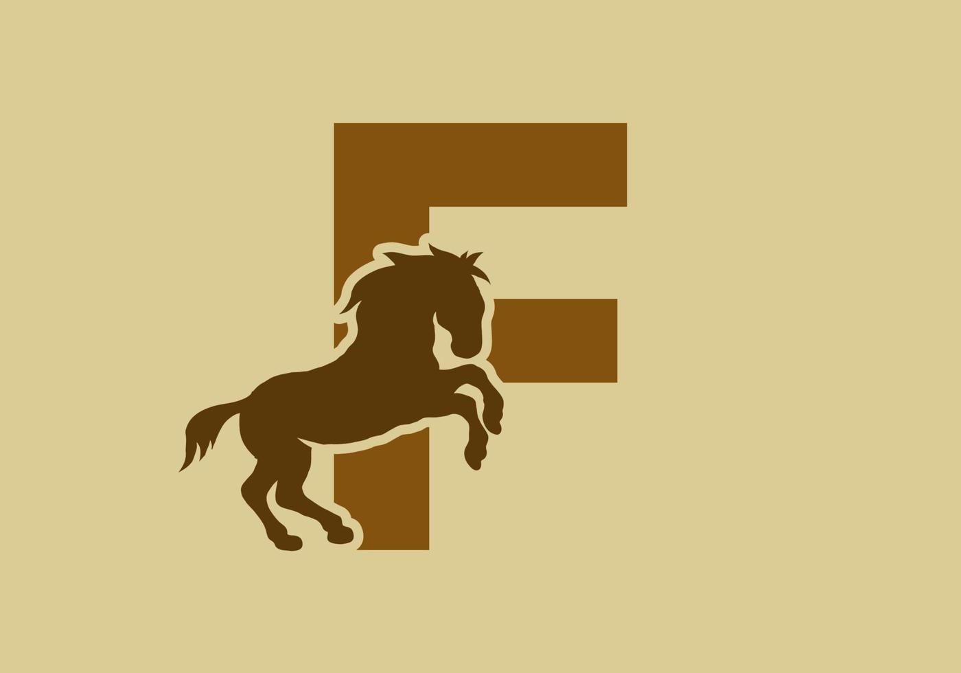 Initial letter F with horse shape vector