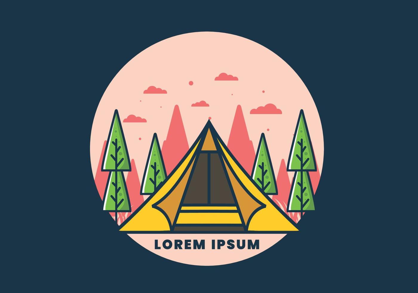 Triangle tent camping flat illustration vector