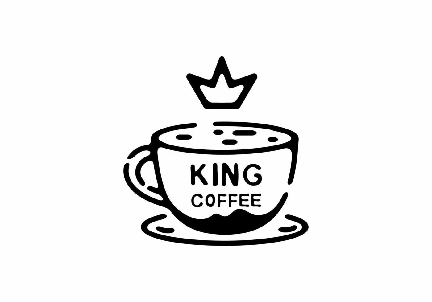 Line art illustration of coffee with crown illustration tattoo vector