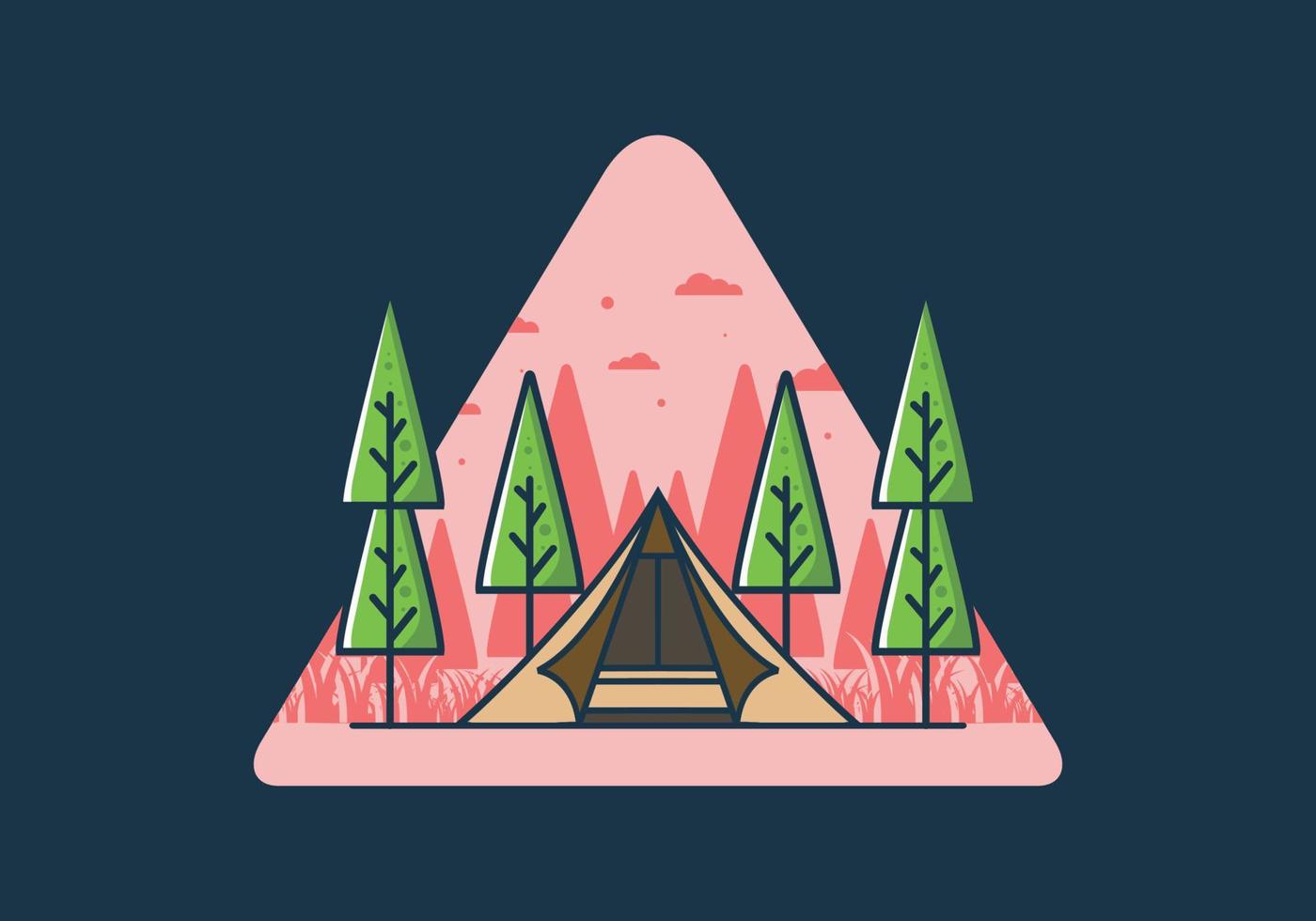 Triangle tent camping flat illustration vector