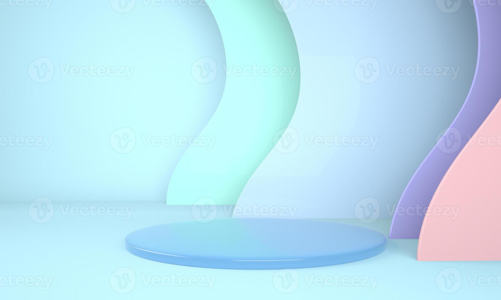 Podium use for product presentation. Abstract wave background. 3d rendering - illustration. photo