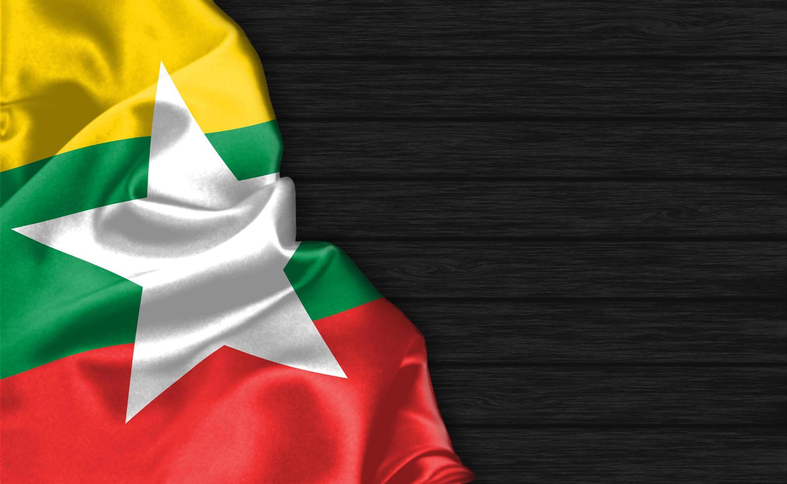 3D Rendering Closeup of Myanmar flag photo