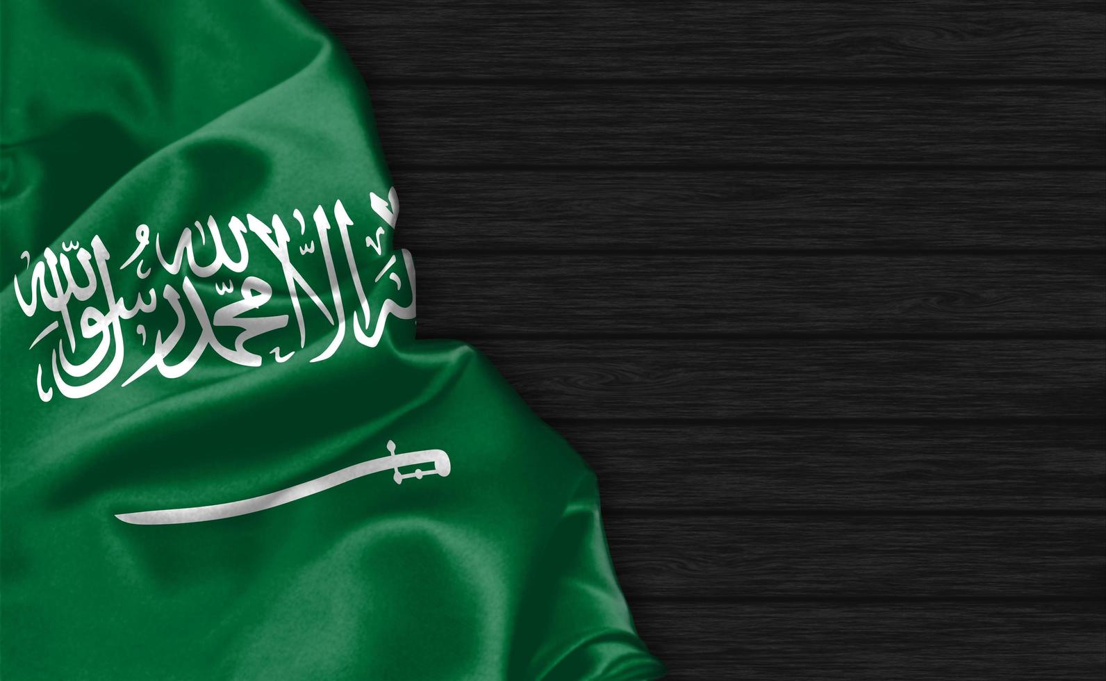 Primer plano de representación 3D de la bandera de Arabia Saudita foto