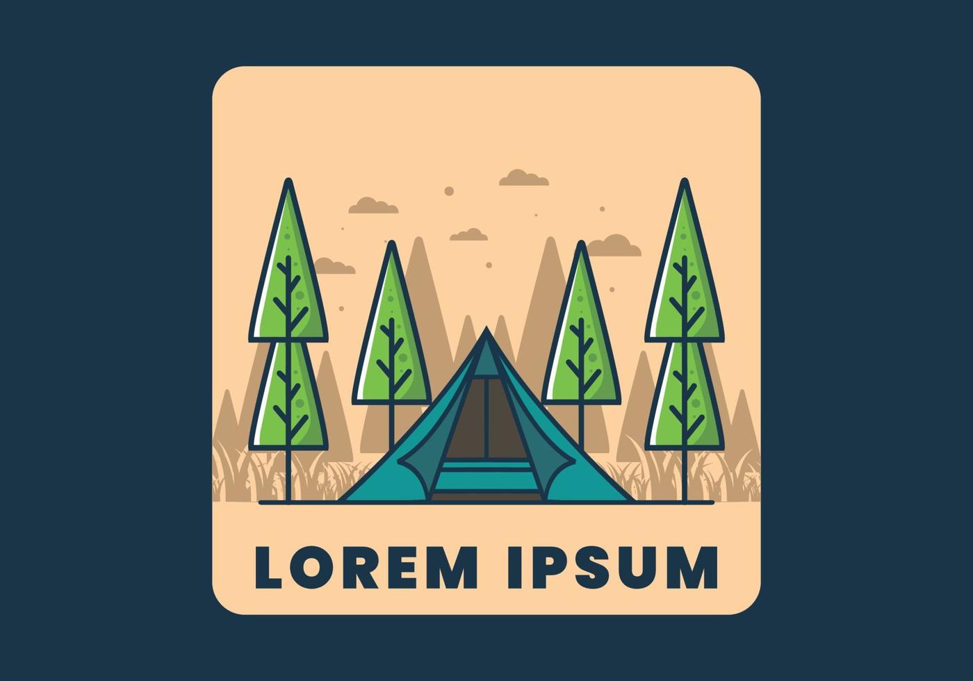 Triangle tent camping flat illustration vector