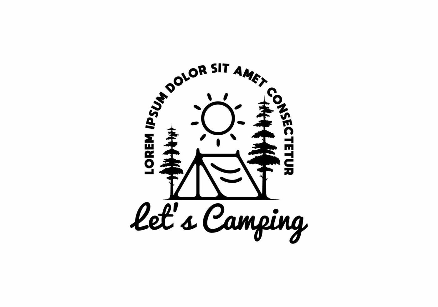 Let's camping line art illustration vector