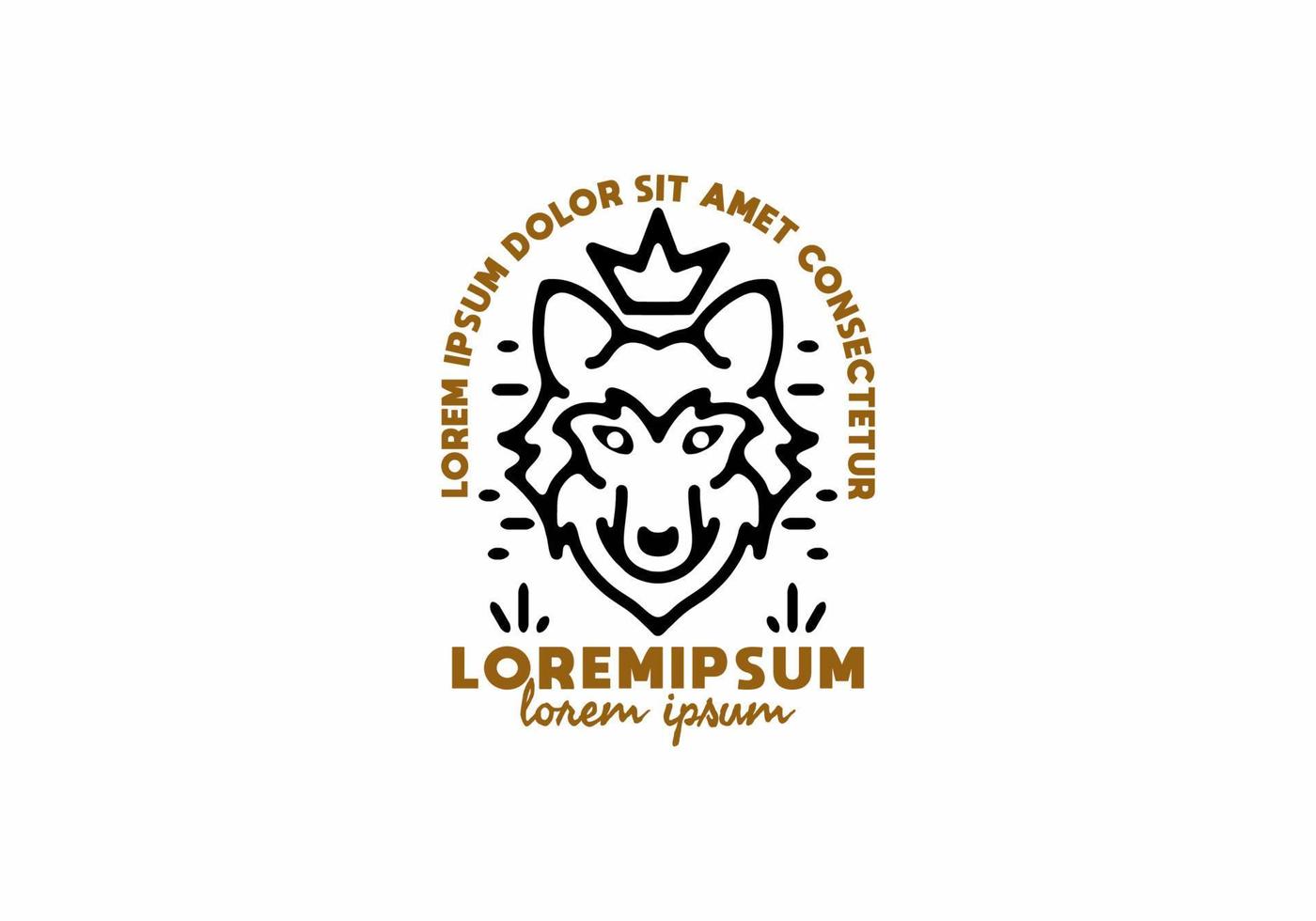 King of wolf line art with lorem ipsum text vector