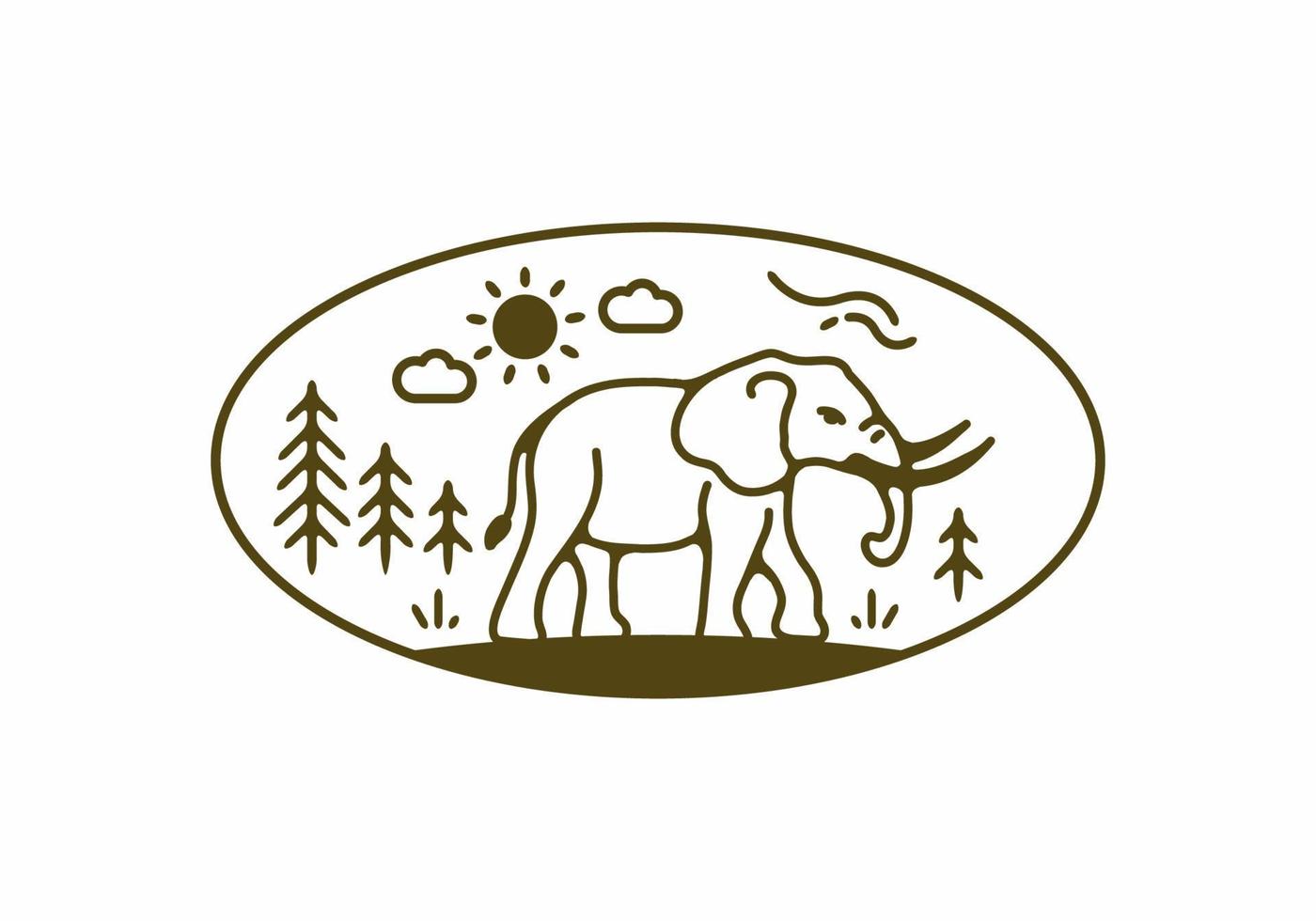 Line art illustration of elephant vector