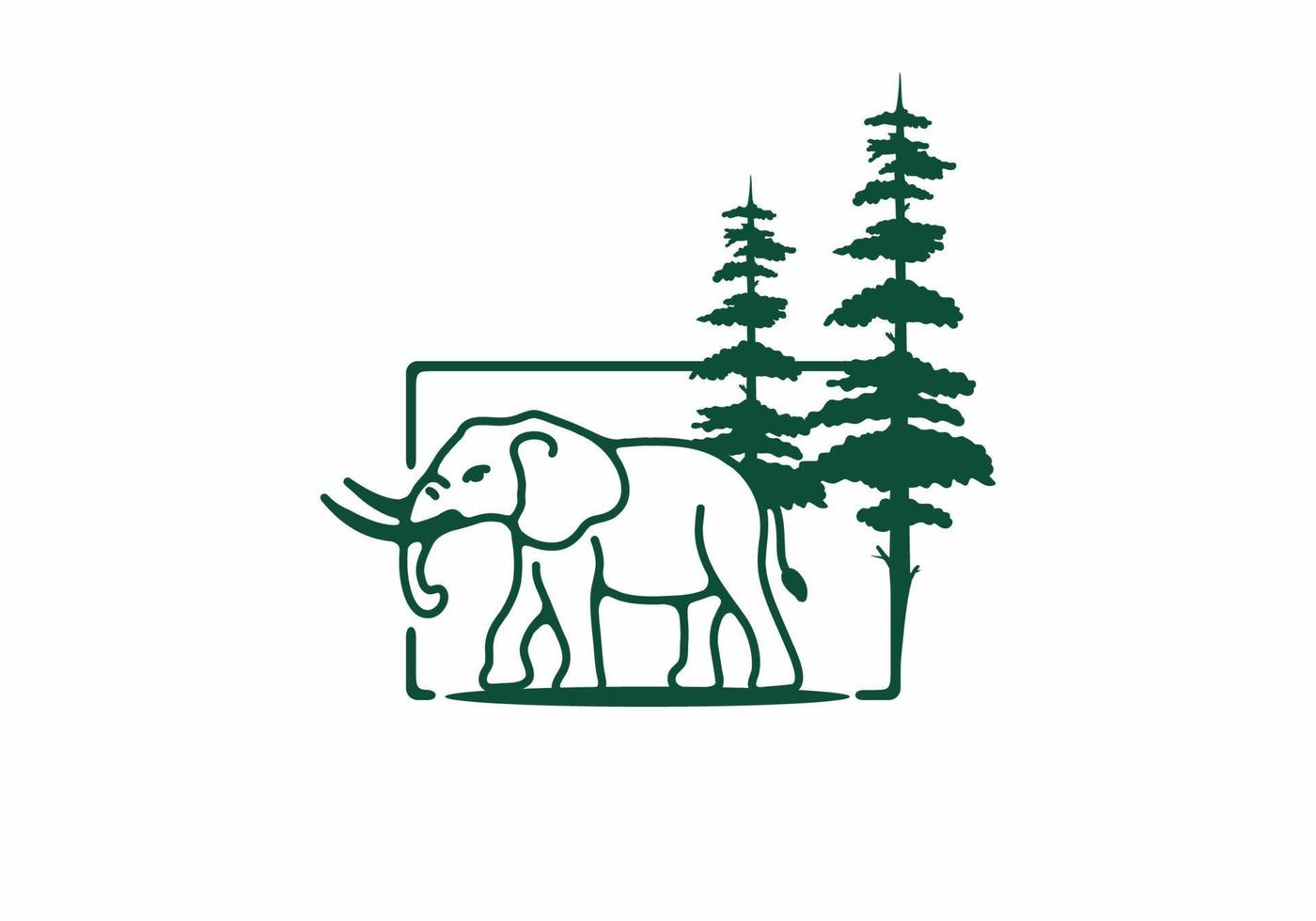 Line art illustration of elephant vector