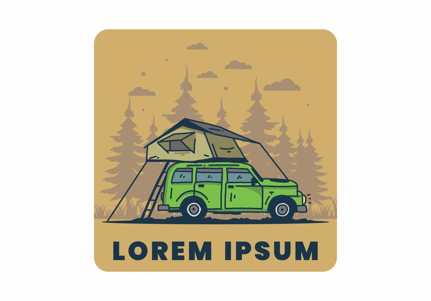 Camping on the roof of the car illustration vector