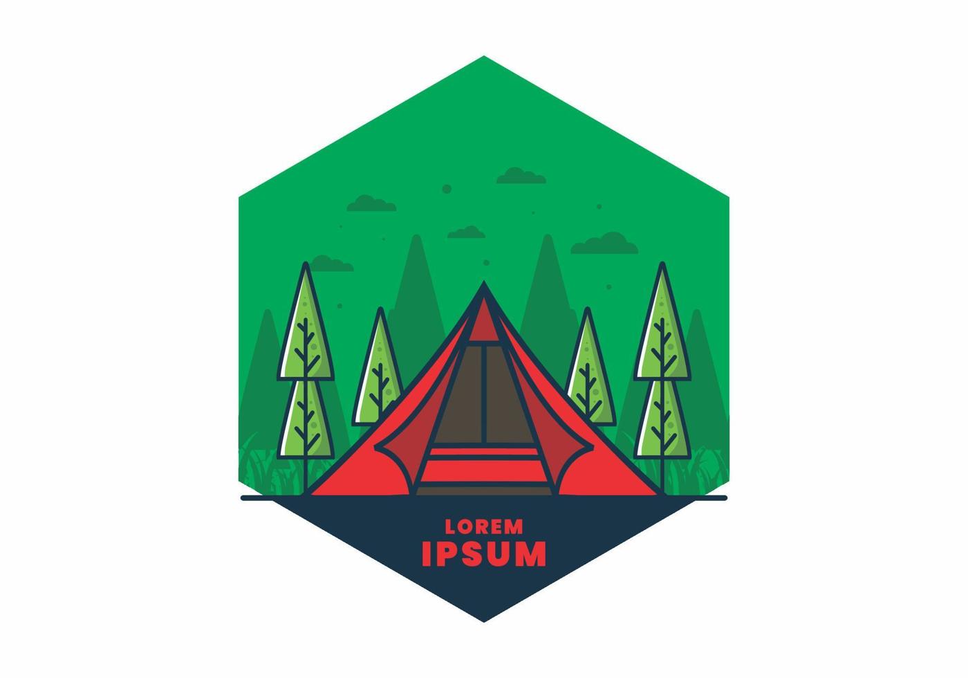 tienda triangular camping ilustración plana vector