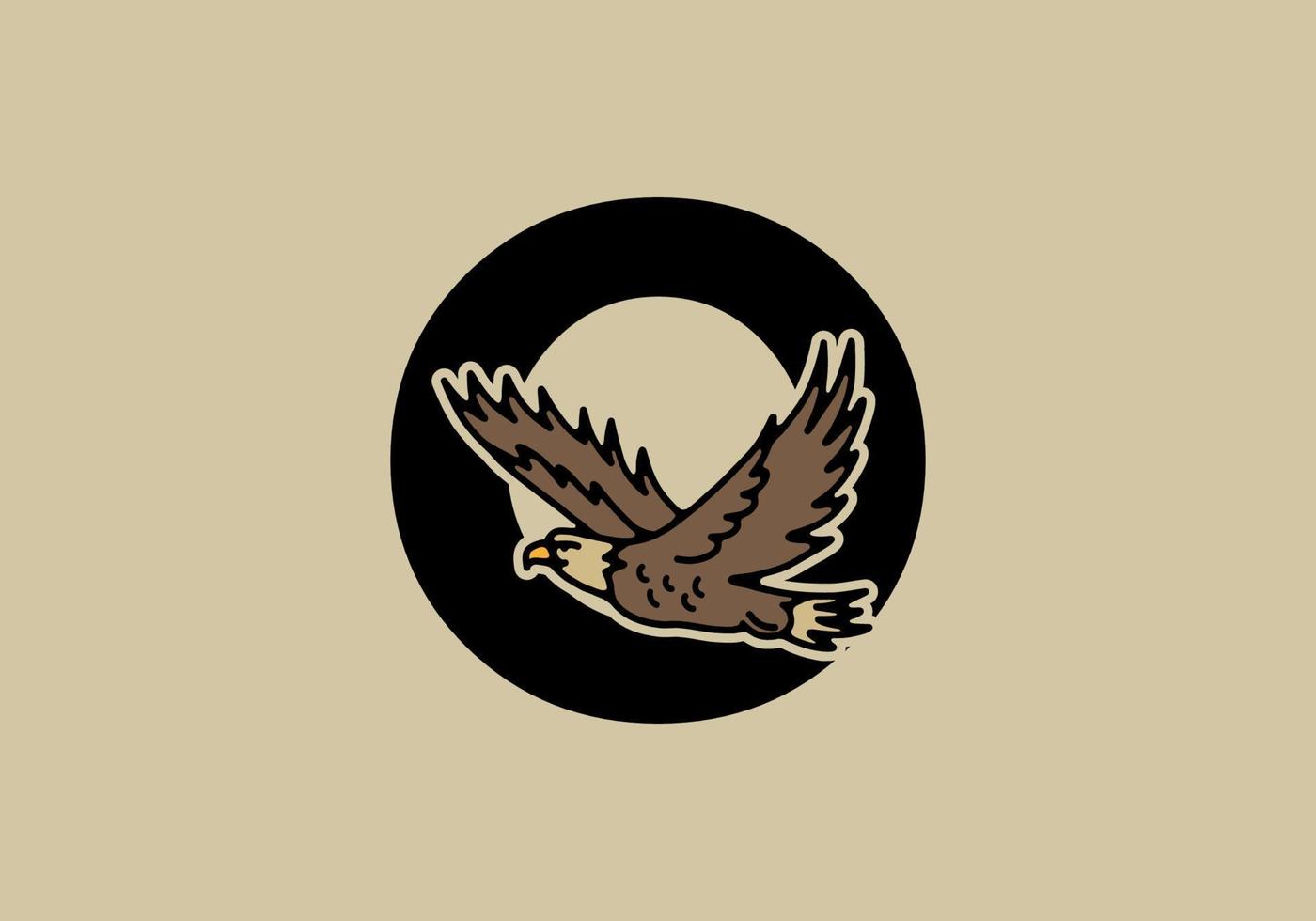 ilustración de arte lineal de águila voladora con letra inicial o vector