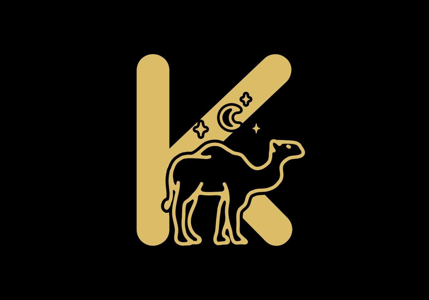 brown color of K initial letter with camel shape vector