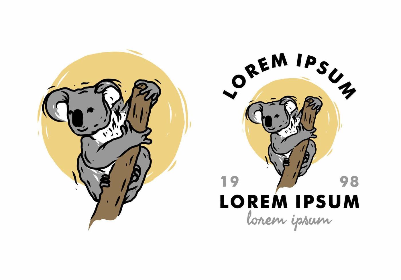 koala on a log illustration drawing vector