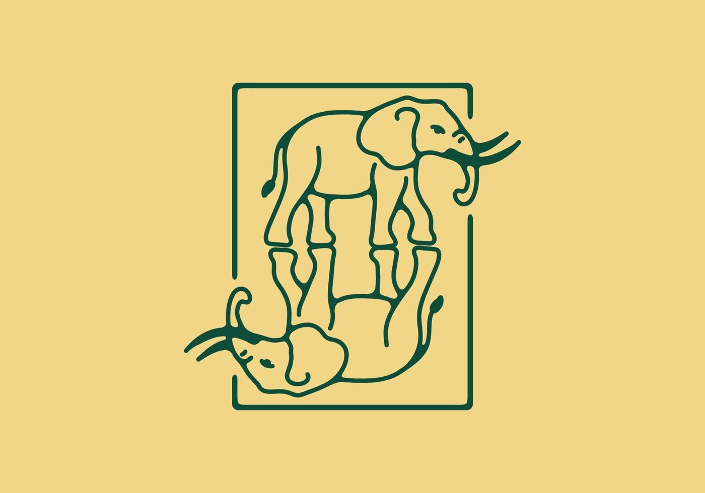 Line art illustration of elephant vector