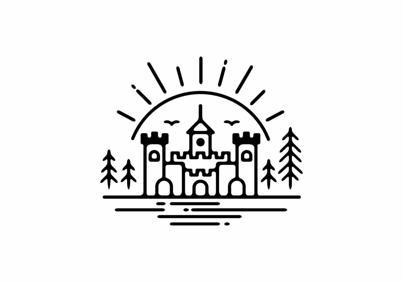 Kingdom and sun line art badge vector
