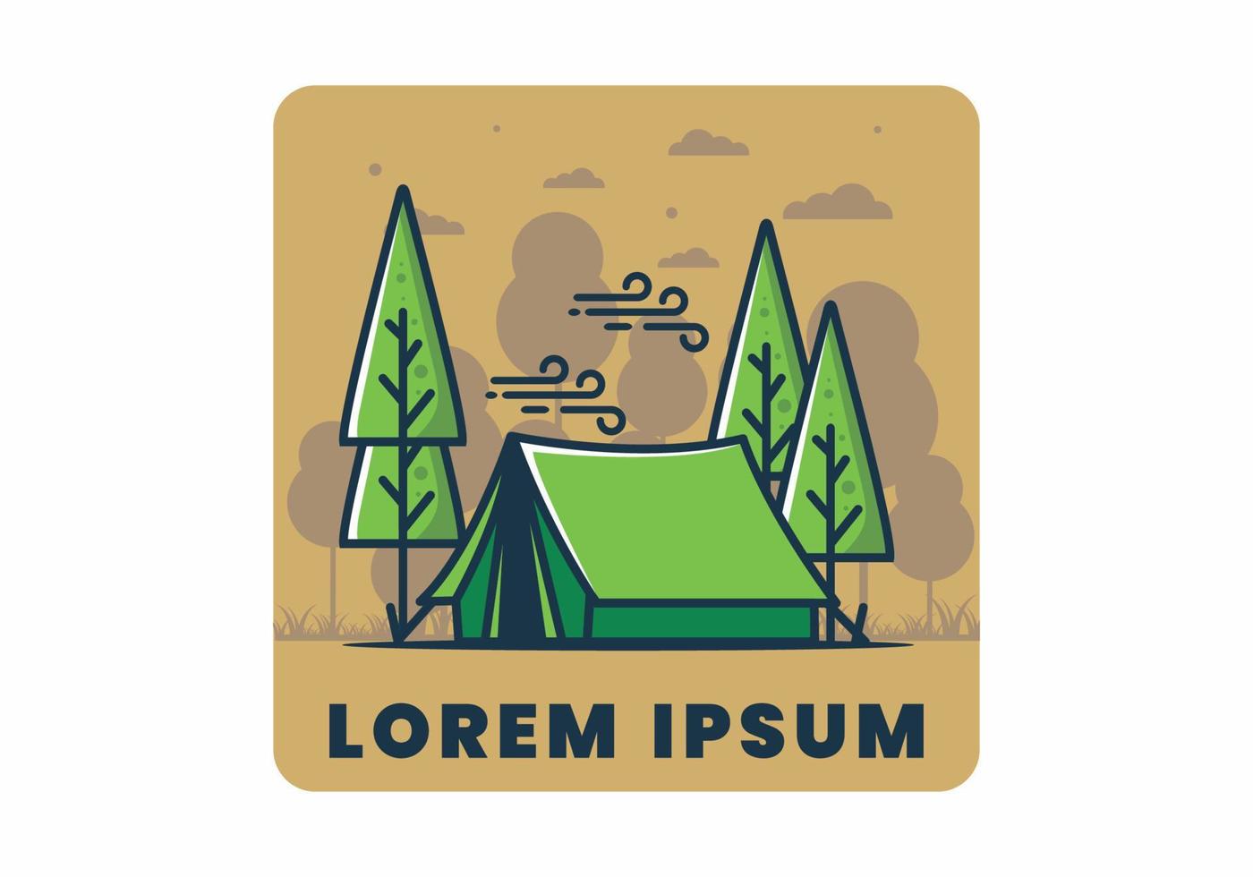 Big camping tent and pine trees illustration vector