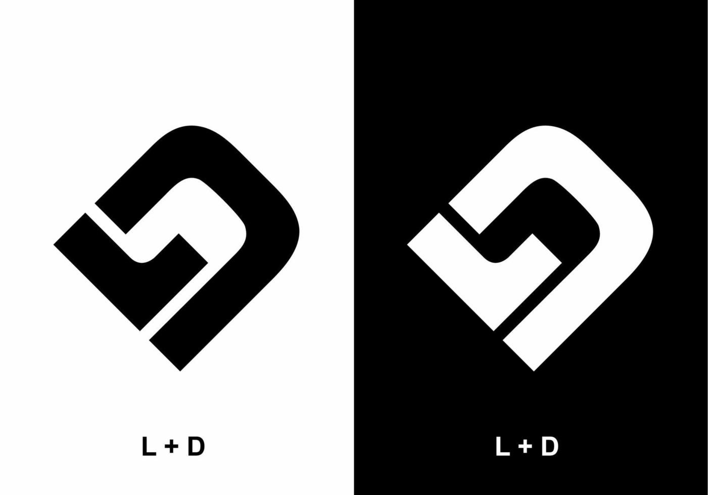 LD initial letter black and white vector