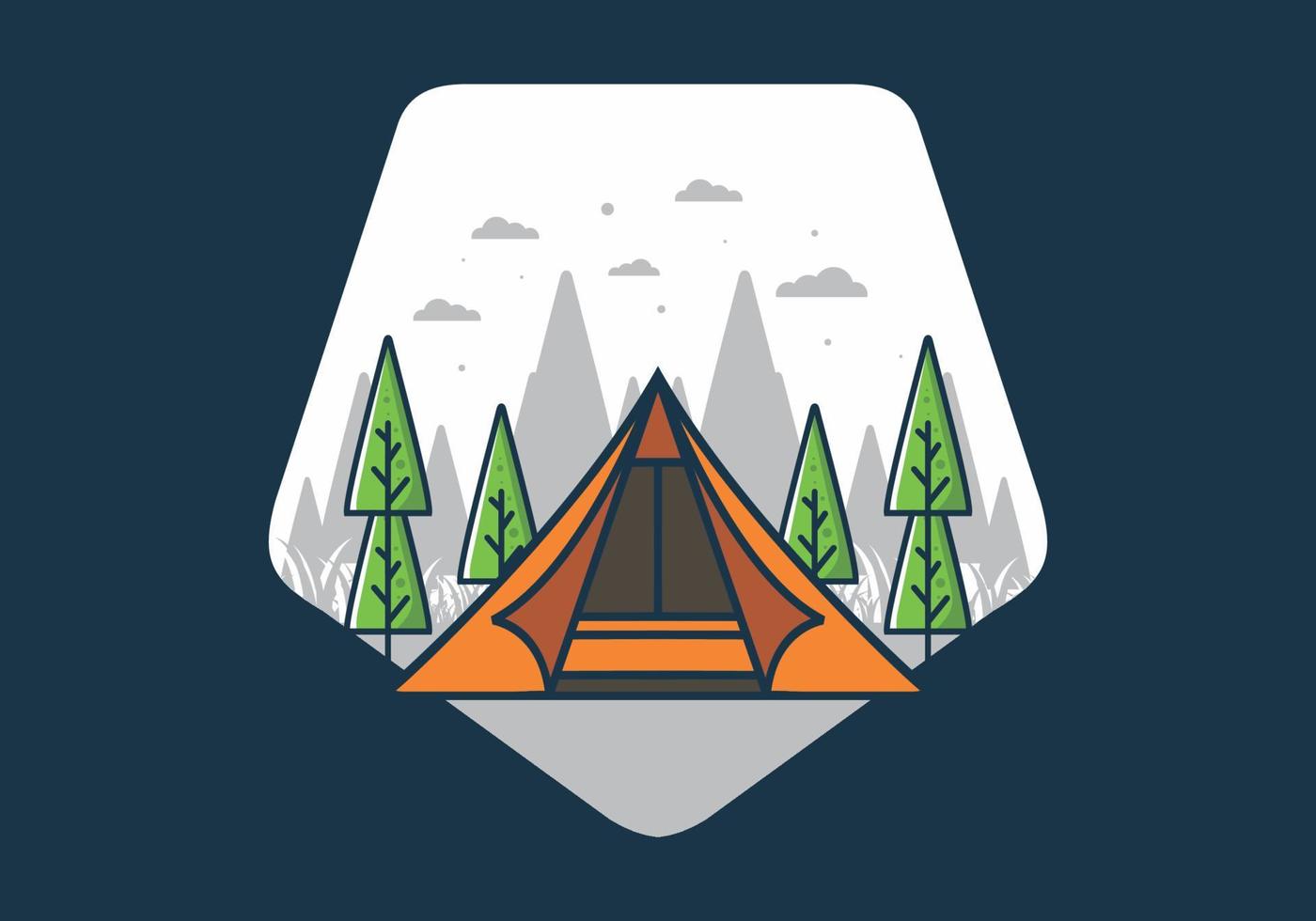 tienda triangular camping ilustración plana vector