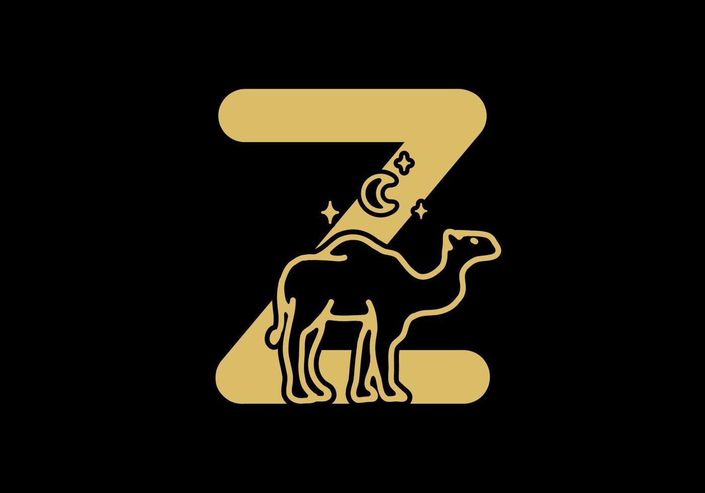 brown color of Z initial letter with camel shape vector