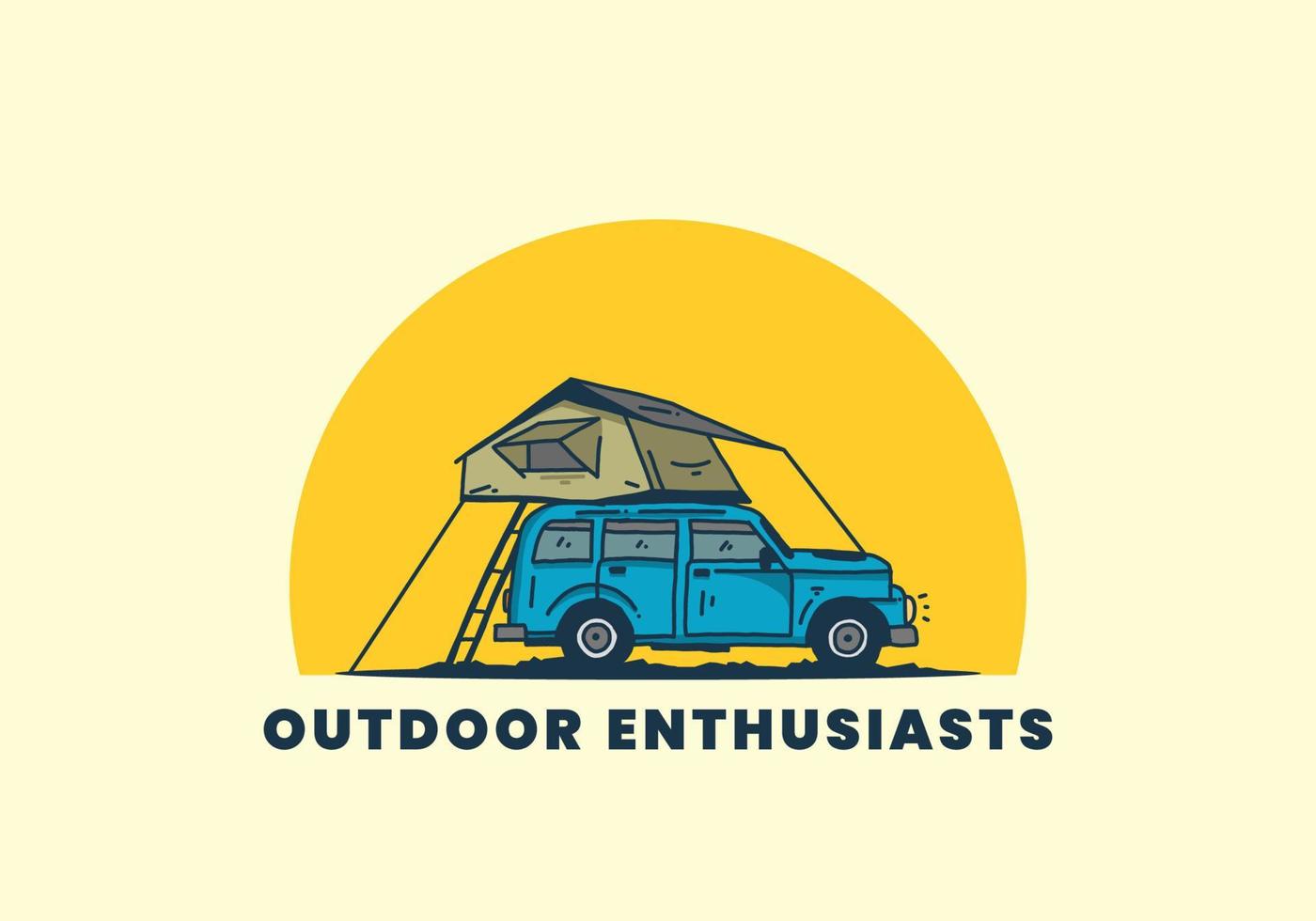 Camping on the roof of the car illustration vector