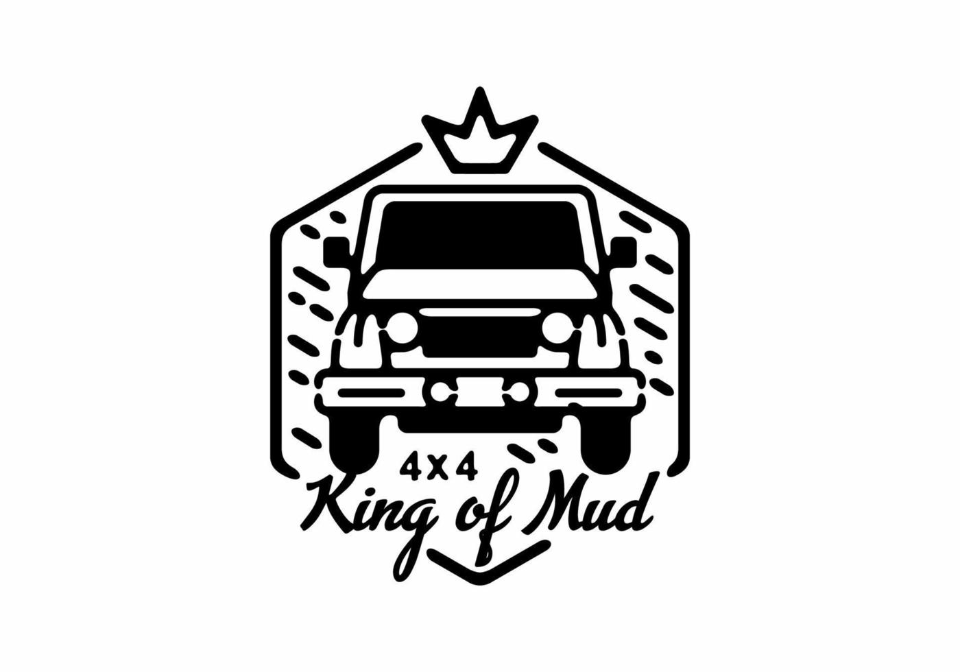 King of mud badge line art illustration vector