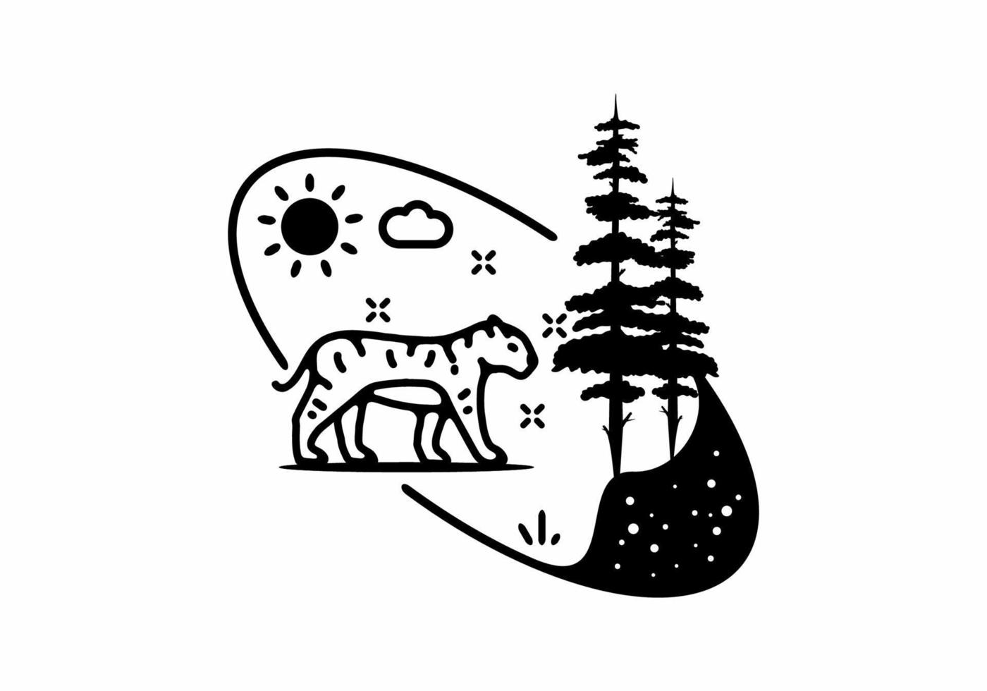 Line art illustration of tiger vector