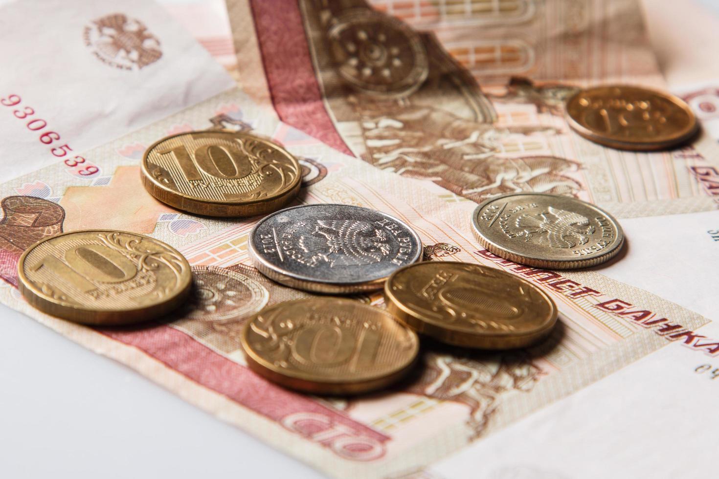 Russian rubles banknotes and coins photo