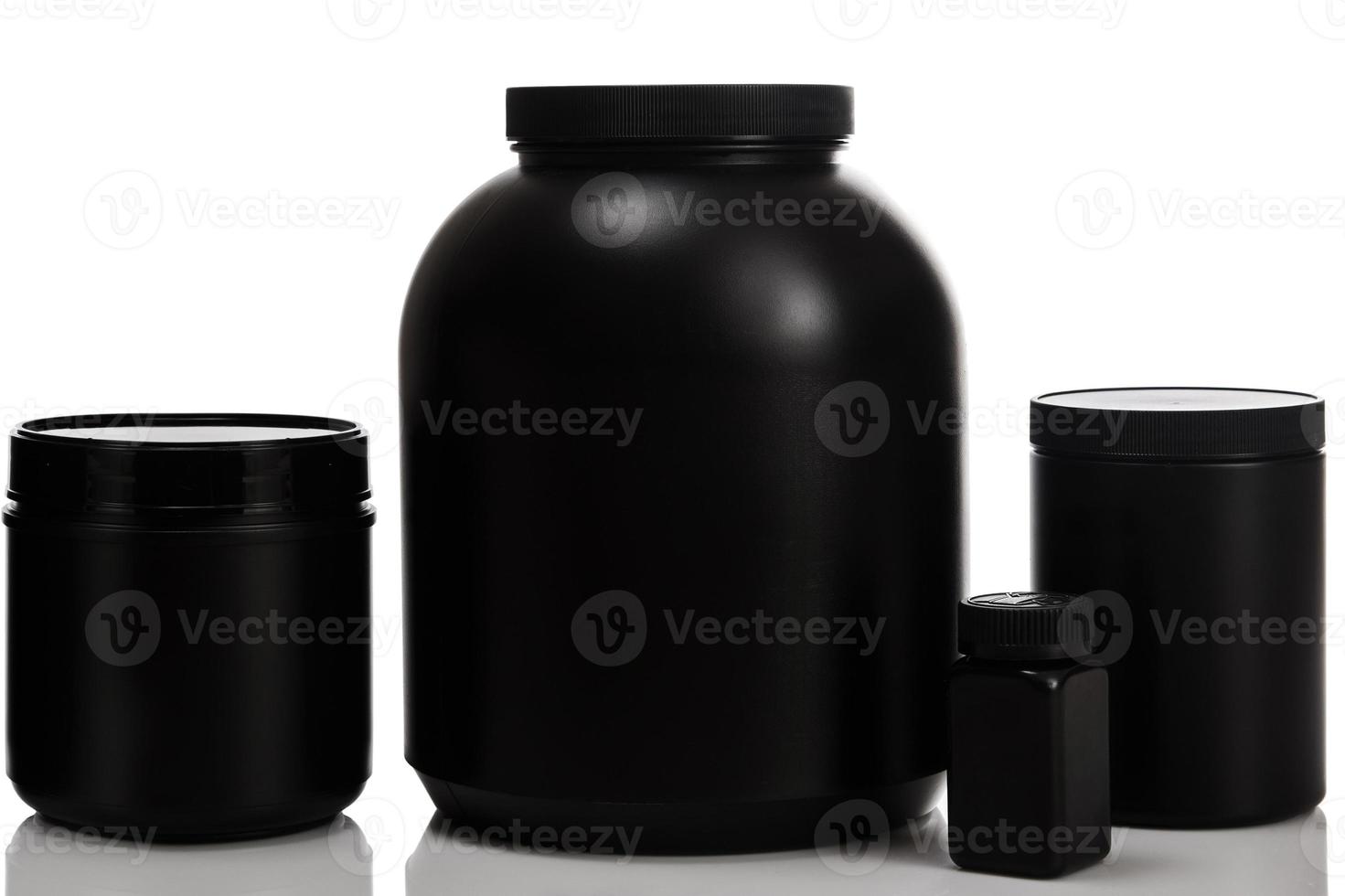Jars with food supplements photo