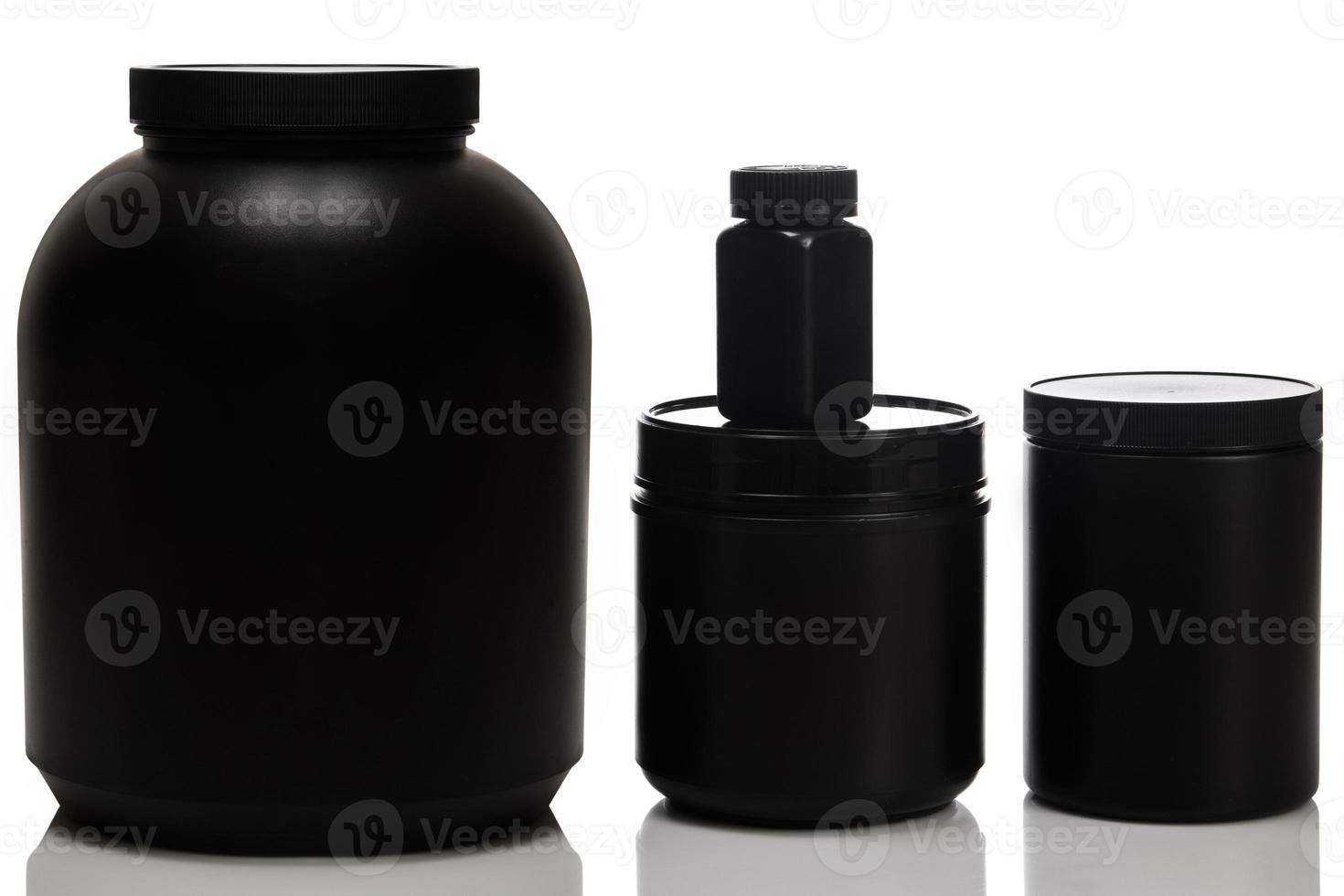 Jars with food supplements photo