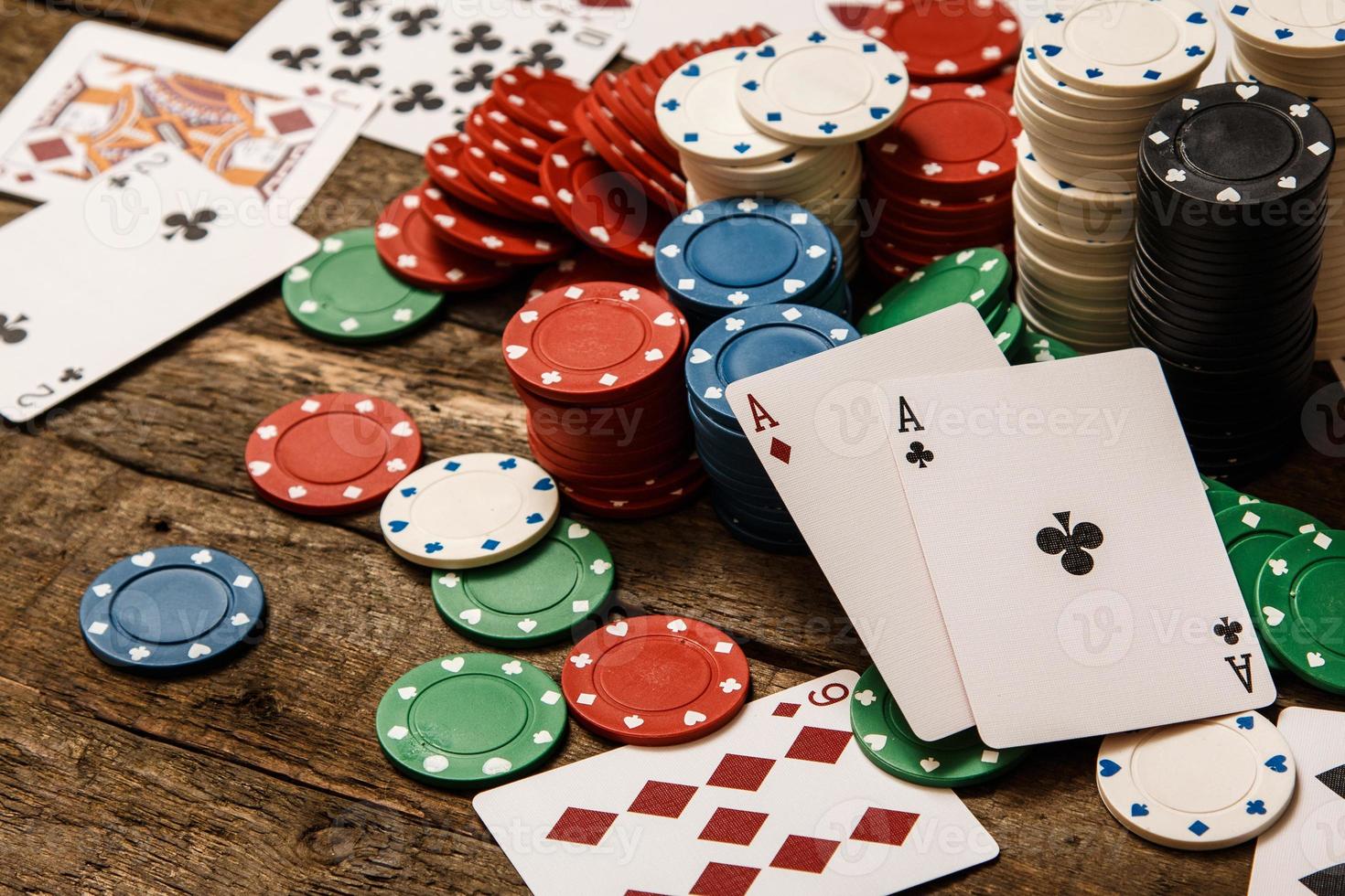 Poker cards and chips photo