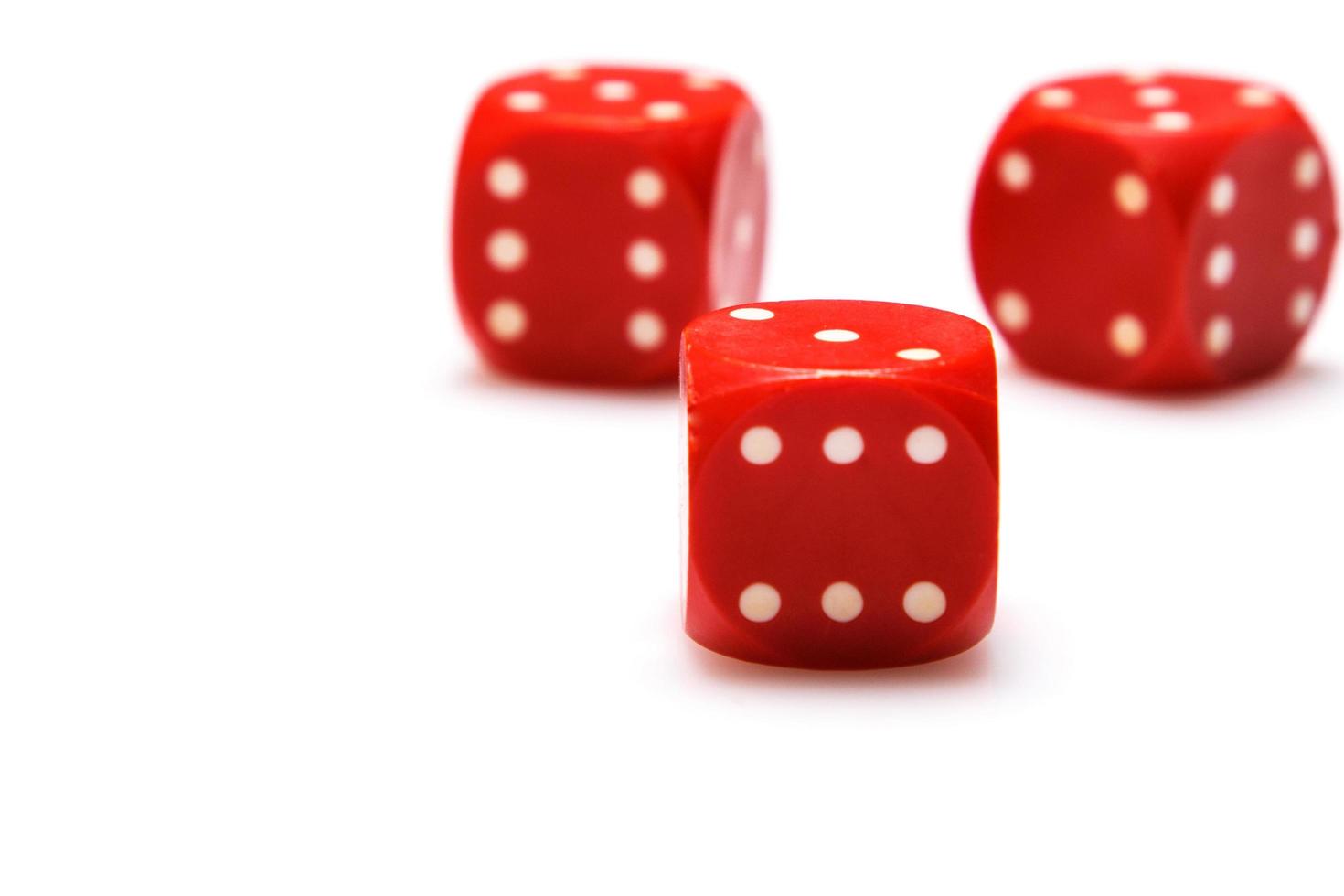 Red dices on white background photo