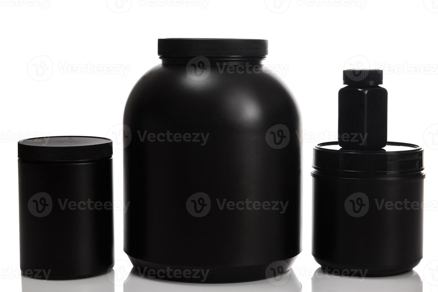 Jars with food supplements photo