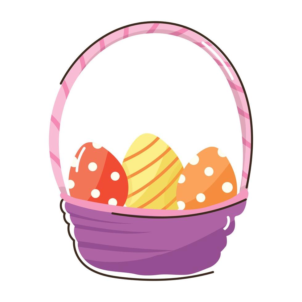 Flat icon of easter basket is up for premium use vector