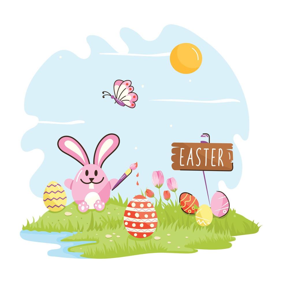 Get your hands on easter signpost flat illustration vector