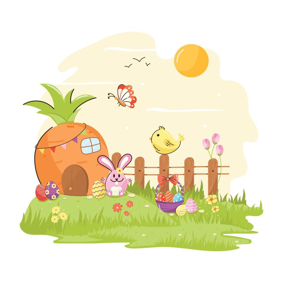 A captivating flat illustration of easter house vector