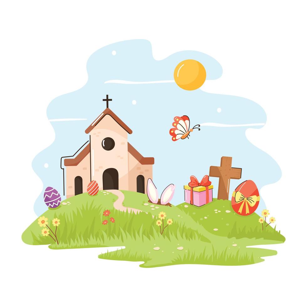 una ilustración plana bien diseñada de la iglesia vector