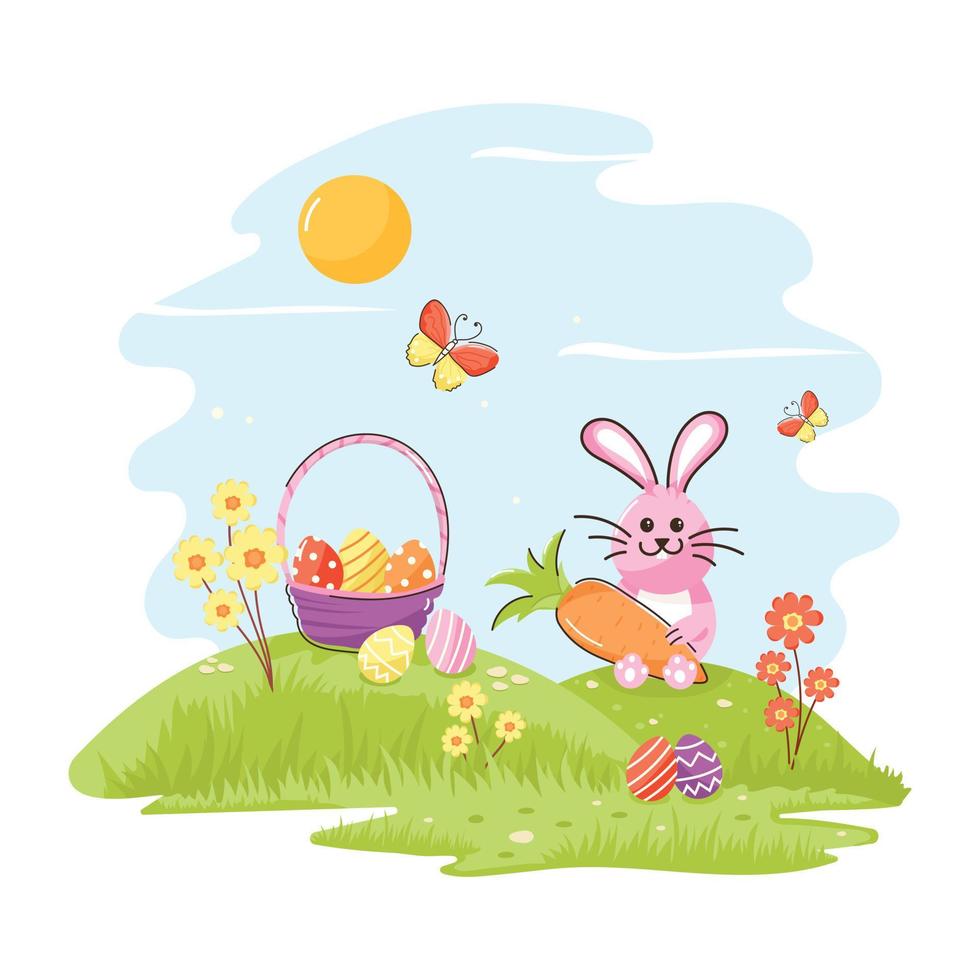 Beautifully crafted flat illustration of easter hunt vector