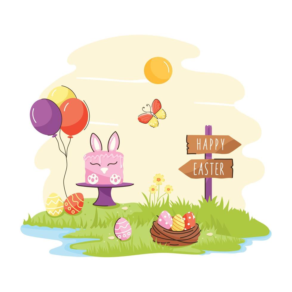 una práctica ilustración plana de pastel de pascua vector