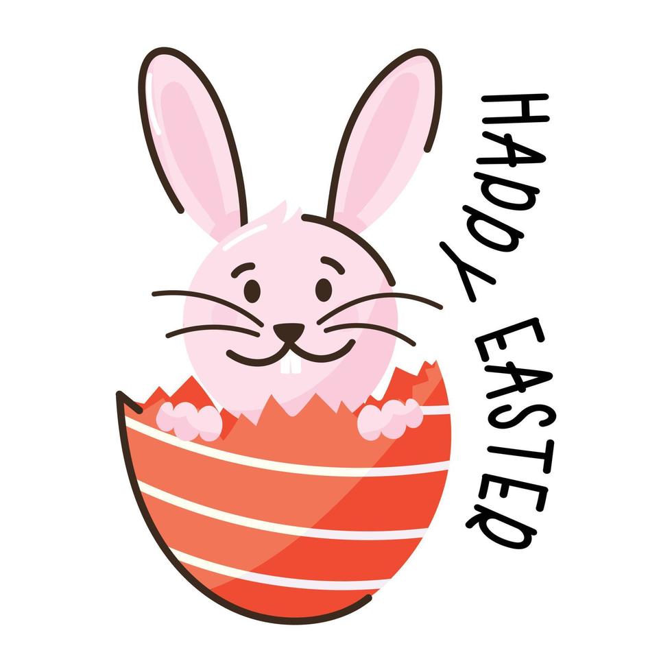 A captivating flat sticker of easter bunny vector