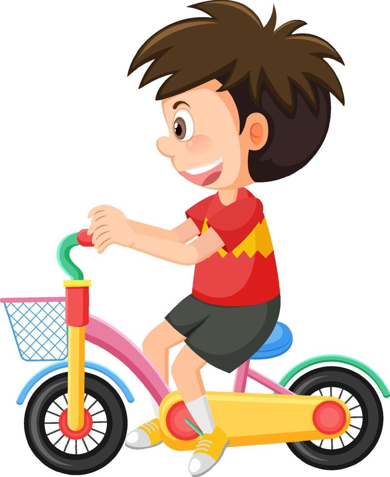 niño andar en bicicleta aislado vector