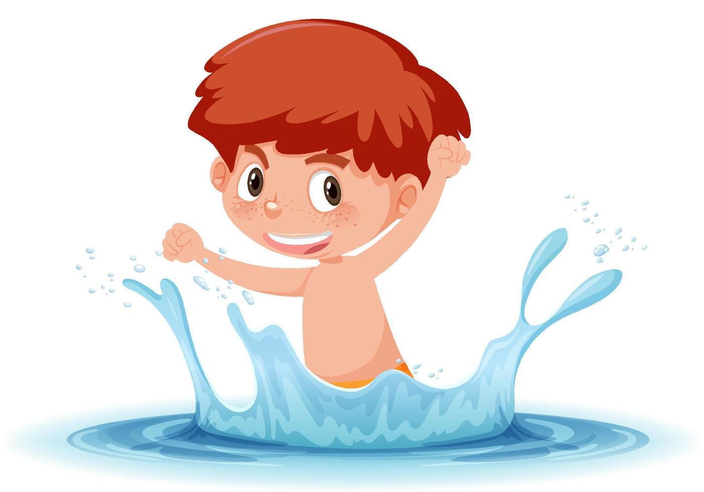 A water splash with fun boy on white background vector