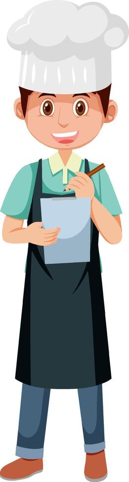 Male chef writing on paper vector