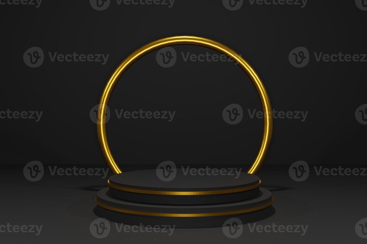 Cylinder podium minimal on dark background. Product presentation, Mock up, Stage pedestal or Platform. 3d rendering photo