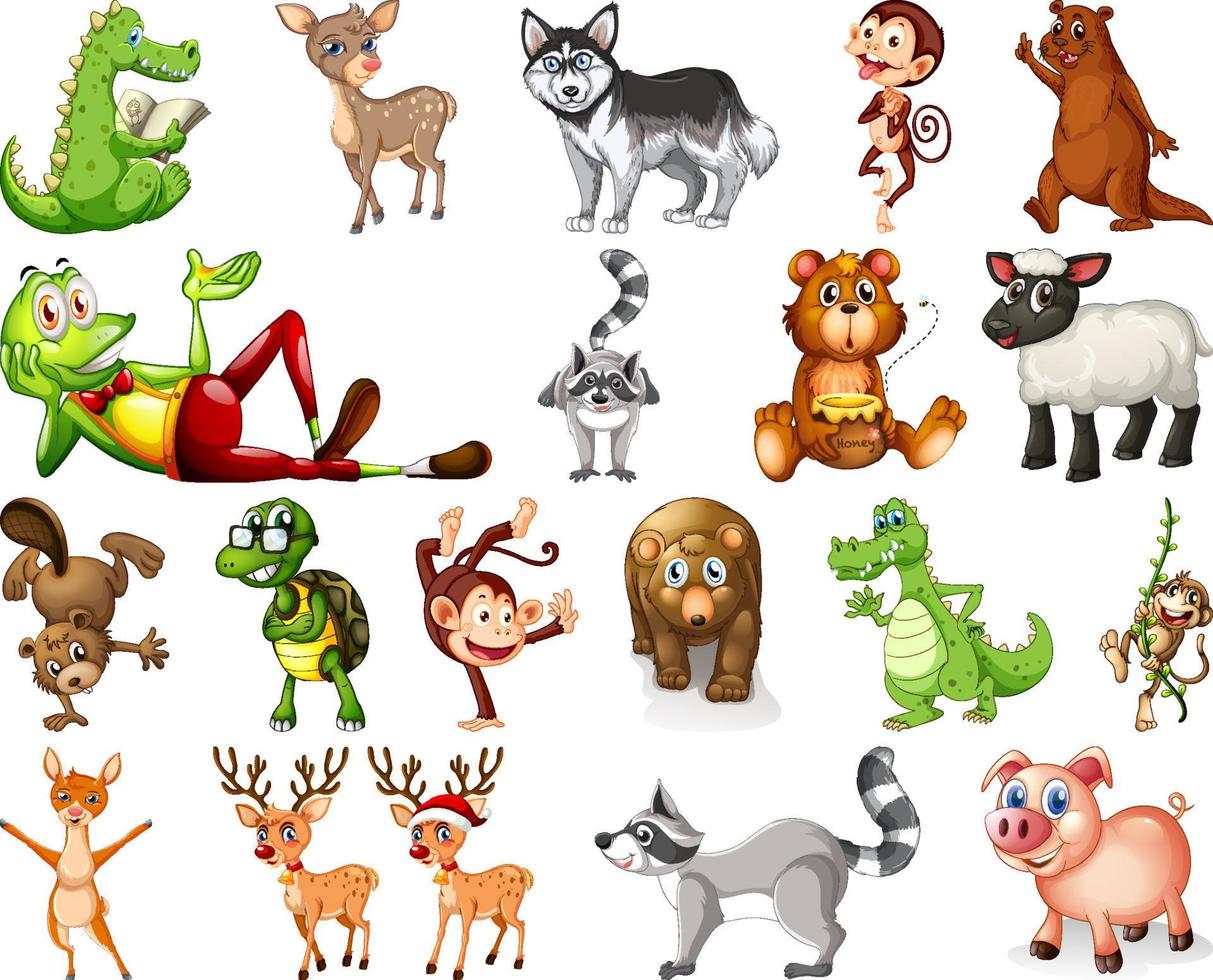 Set of animal cartoon character vector