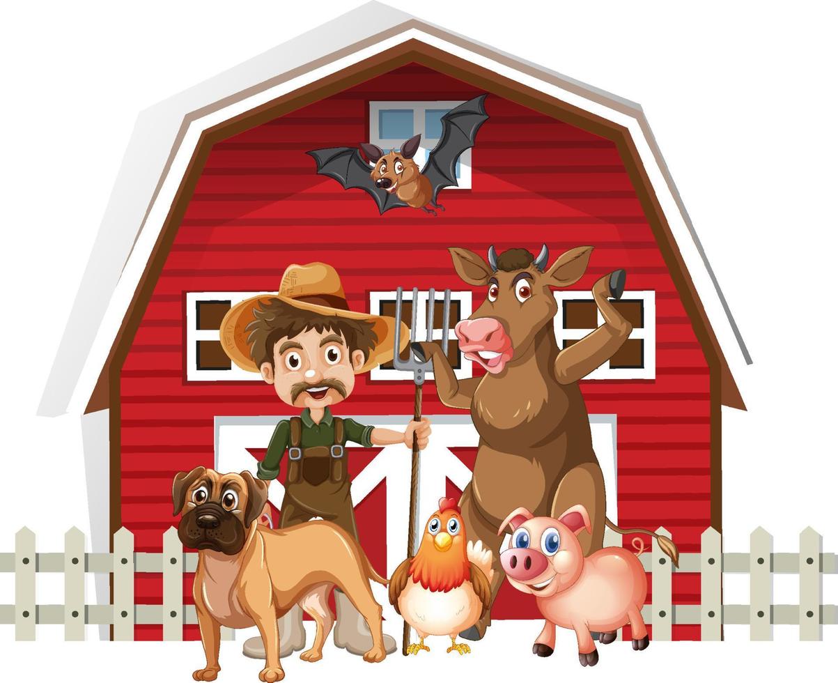 Farming theme with many animals vector