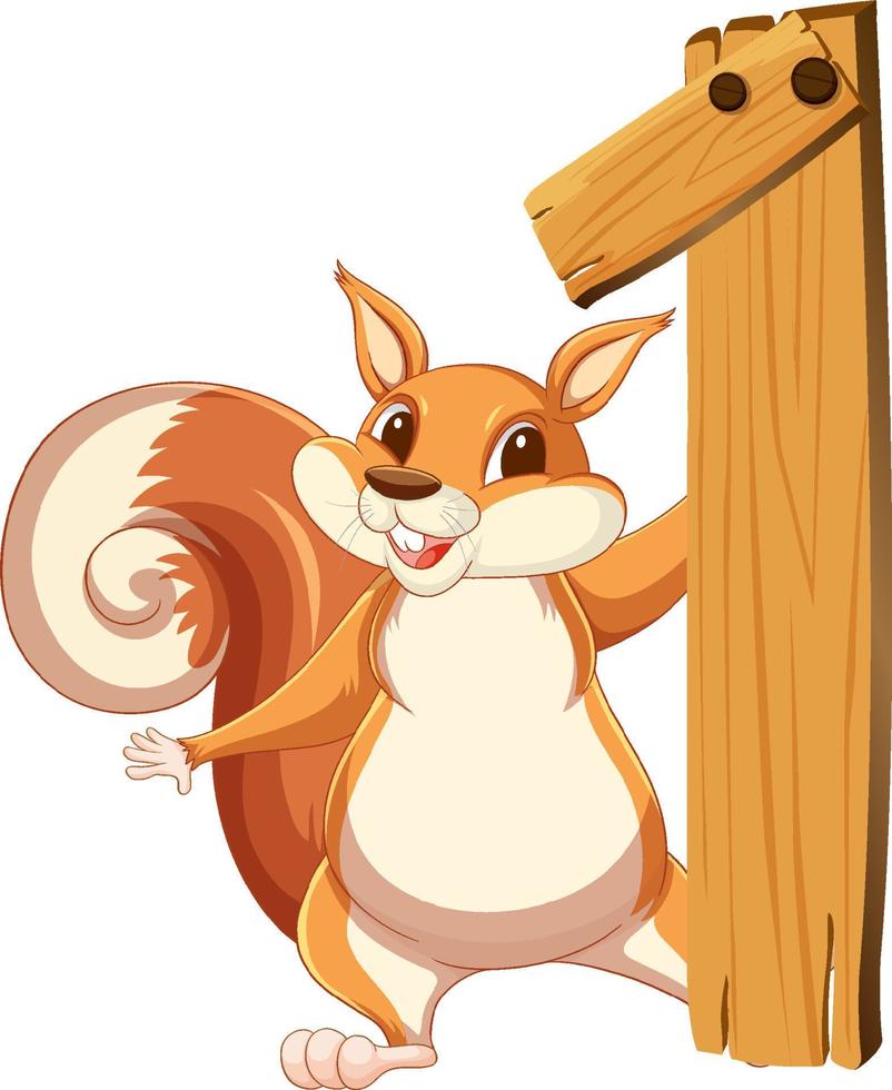 A squirrel attached to number one vector