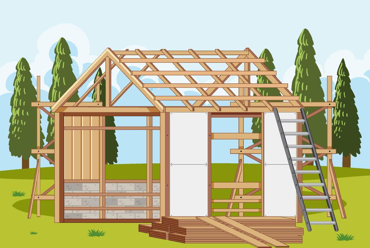House construction site scene vector