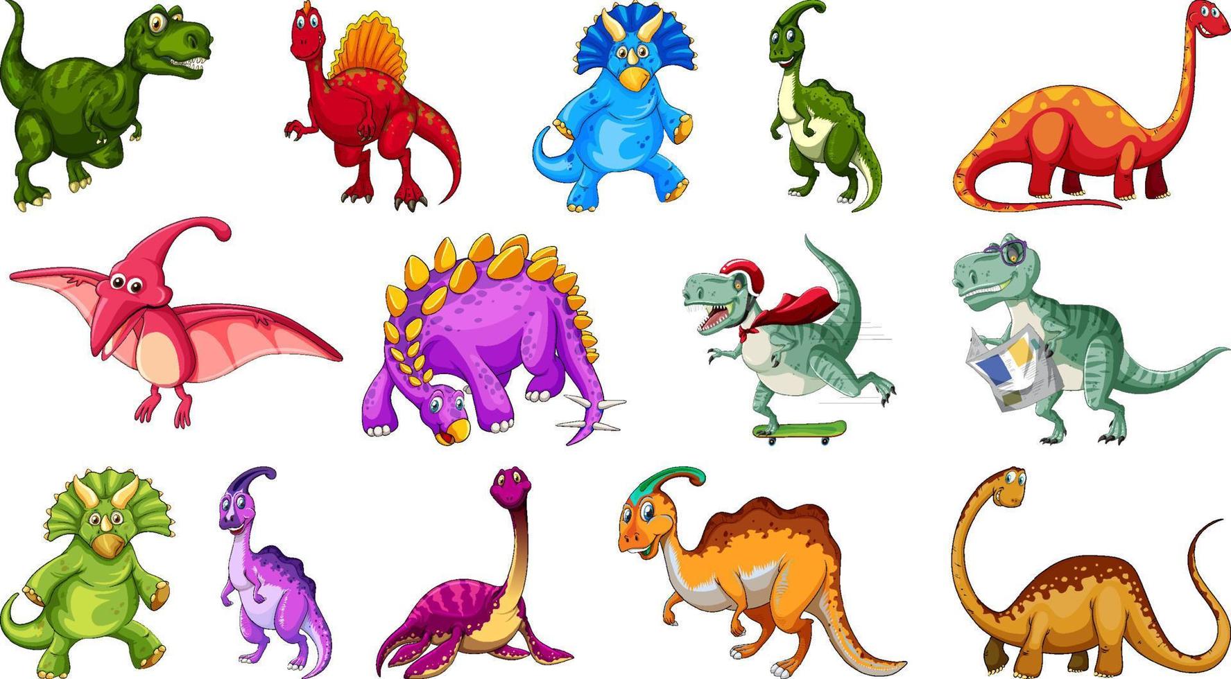 Many dinosaurs on white background vector